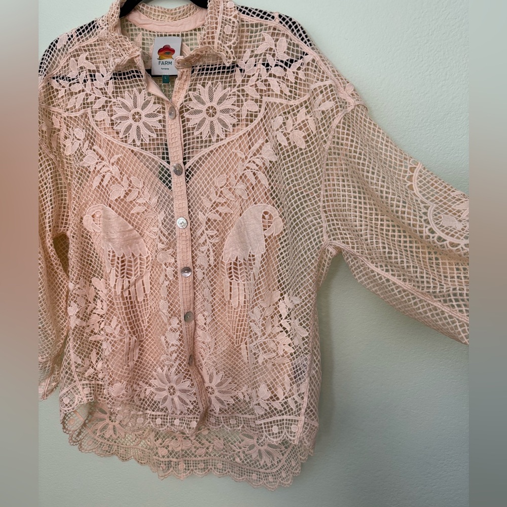 Farm Rio Sand Landscape Guipure Shirt size L - Picture 5 of 13